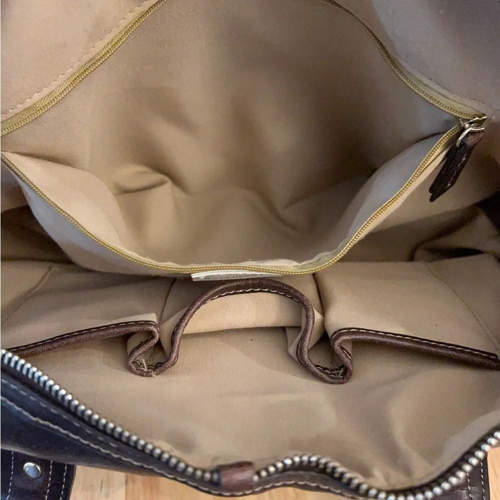 Vintage Liz Claiborne Women’s Dark Brown Leather Satchel with Dual Top Handles